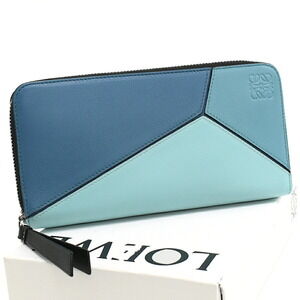 Loewe Puzzle Zip Around Wallet Calfskin Leather Blue